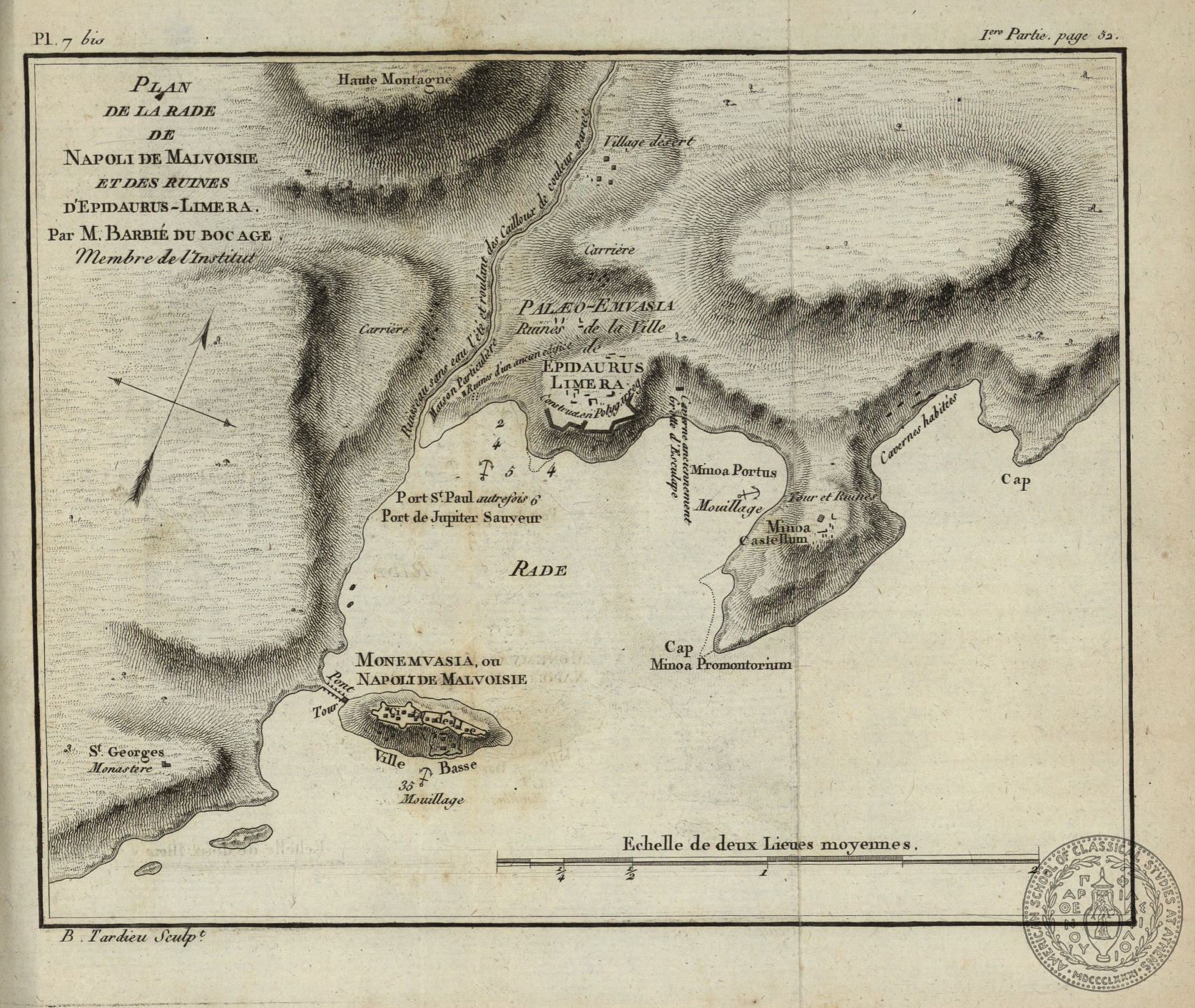 Plan de la rade de Napoli de Malvoisie et des autres ruines d' Epidaurus-Limera